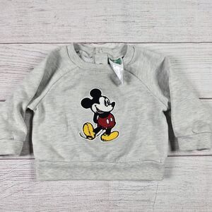 Disney Baby Mickey Gray Crewneck Snap Closure Sweatshirt Size 6/9 Months